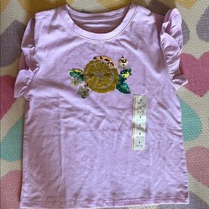 Size 6/7  Lavender Tee with Sequin Lemon Design new